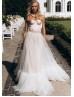 Two Piece Blush Satin Ivory Tulle Fashionable Wedding Dress Two Piece Blush Satin Ivory Tulle Fashionable Wedding Dress